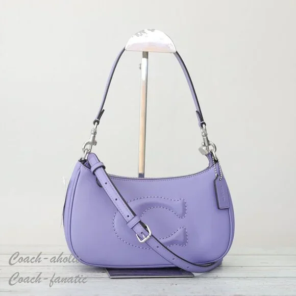 バッグ Coach Tern Lock Shoulder Bag Purple Coach Tern Lock Shoulder Bag Purple